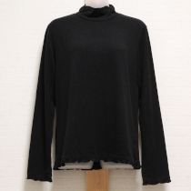 黒スウェードタッチハイネックカットソー【4(L)】