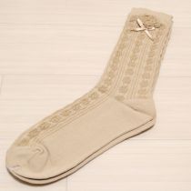 ベージュリボン&モチーフソックス
