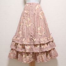 ピンク薔薇リースpt裾段々スカート