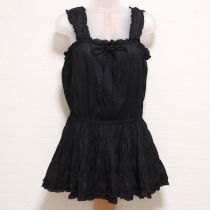 黒ピコフリルローンチュニックブラウス