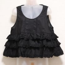 黒ノースリ段々ローンブラウス