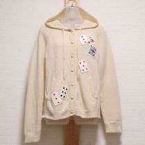生成トランプモチーフ付きニットパーカー