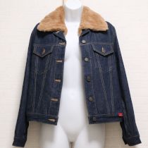 紺レッキスファー使いデニムジャケット【L】