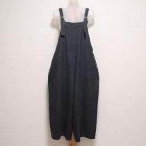 黒ロゴ刺繍デニムサロペットパンツ