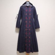 紺クロスステッチデニムワンピース