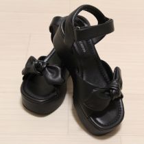 黒結びリボンデザインサンダル