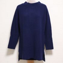 紺カシミヤ混リブニットチュニック