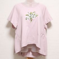 ピンク鈴蘭ブーケ刺繍カットソーチュニック