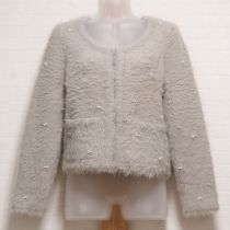 グレージュビジュー使いシャギーカーディガン