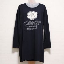 紺カメリアメッセージロングプルオーバー