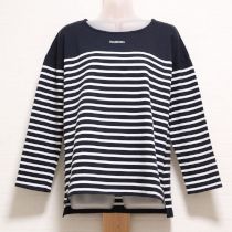 紺×白パネルボーダーカットソー
