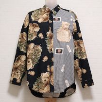 黒クリスマスツリーくま刺繍ブラウス