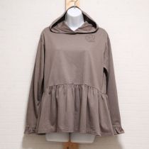 モカカメリア刺繍入りフーディチュニック