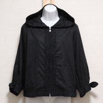 黒フリル使いチェックカメリアプリントブルゾン【4(11号)】
