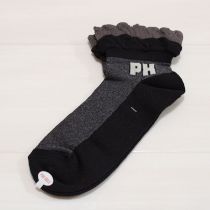 黒系ロゴ入り配色フリルソックス