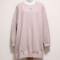 ピンク雛菊刺繍ロングトレーナー