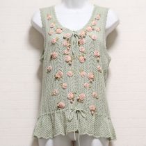 薄荷薔薇モチーフニットジレ