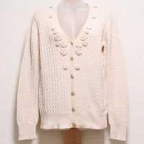 生成花モチーフ金ボタンカーディガン【M】