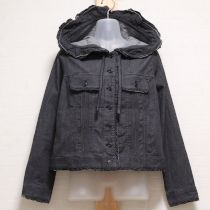 黒フード付きストレッチデニムジャケット【3(M)】