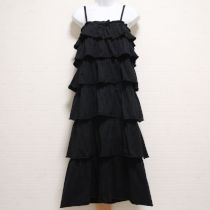 黒段々フリルカットソーキャミソールワンピース