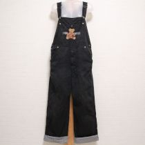 黒くま刺繍オーバーオール