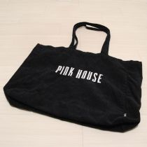 黒ロゴ刺繍入りコーデュロイトートバッグ