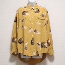 からし犬プリントレーヨンシャツ