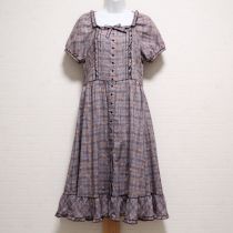 パープルシークレットフラワーガーデンエプロンワンピース
