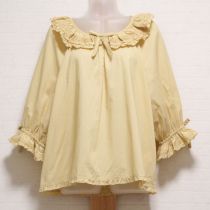 イエローピコフリルローンスモックブラウス