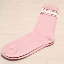 ピンク小花柄編みソックス