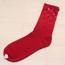赤苺編み込みソックス