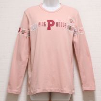 ピンクパッチ付き長Tシャツ