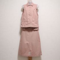 ピンクセーターくま刺繍ベスト&スカート【M】