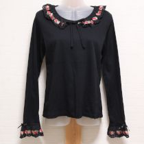 黒苺刺繍レース使いカットソー【4(L)】