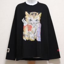 黒リトルサニーバイトコラボ猫ptカットソーチュニック【M】
