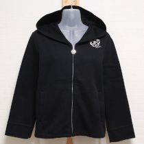 黒カメリア&ロゴ刺繍コンパクトパーカー【4(11号)】