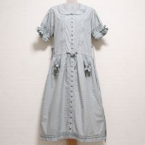 薄荷ロゴパッチ使いギンガムワンピース