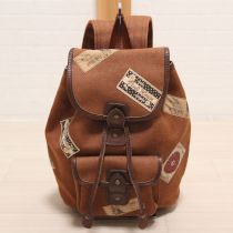 茶ワッペン使いデニムリュック