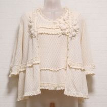 生成花モチーフ模様編みニットアンサンブルインナー付き【M】