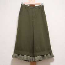 カーキ裾ピコフリル使いワイドパンツ【4(L)】