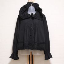黒ピコフリルフード付きブラウス