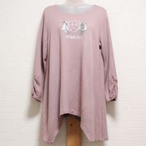 ピンクリボンカメリア刺繍カットソーチュニック【4(11号)】