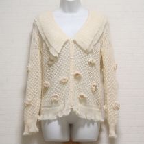 生成モチーフ付きリネンカーディガン