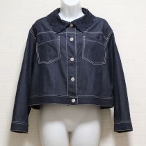 紺レース使いデニムジャケット