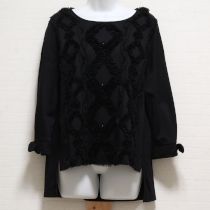 黒フリンジ使いカットソーチュニック【4(11号)】