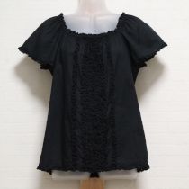 黒ピコフリルローンブラウス