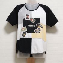黒系ネーム使いパッチワークTシャツ【L】