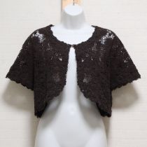 こげ茶モチーフ付きクロッシェボレロ【11号】