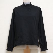 黒シャーリングハイネックカットソー【4(L)】