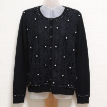 黒花モチーフ付きカーディガン【11号】